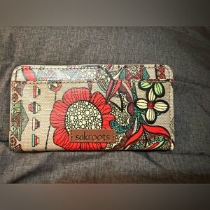 Sakroots Artist Circle Spirit Desert Owl Peace Floral Wallet 6.5”W X 3.5”H
